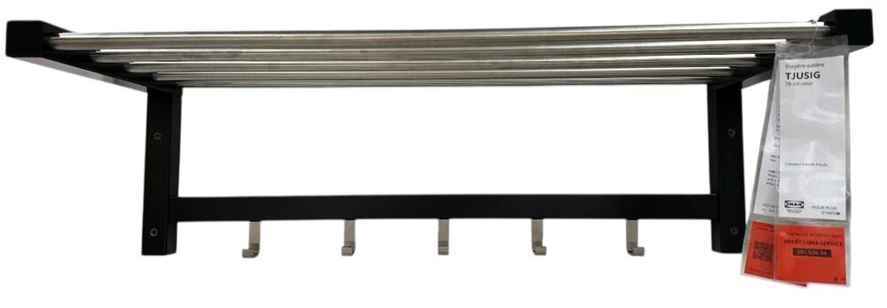 IKEA TJUSIG Wall Mount Coat Hat Rack Black 31 1/8" Entryway-NEW